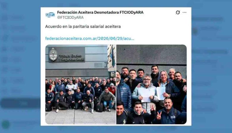 Aceiteros cierran una de las paritarias m&aacute;s altas del a&ntilde;o y llevan el salario inicial a $2,7 millones